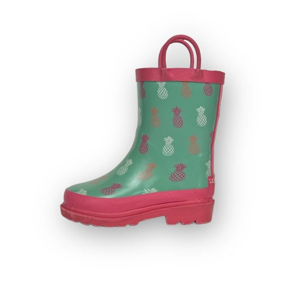 Lily & Dan Other - Lily & Dan Toddler Girls Rubber Rain Boots Size 7 Green Pink Pineapple Pull On